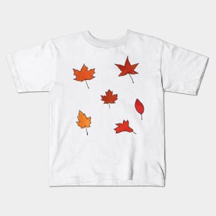 Fall Leaves Watercolor Kids T-Shirt